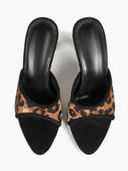 The Effortless Muse: Black Suede & Leopard Mules with a Sculpted 3.74" Heel