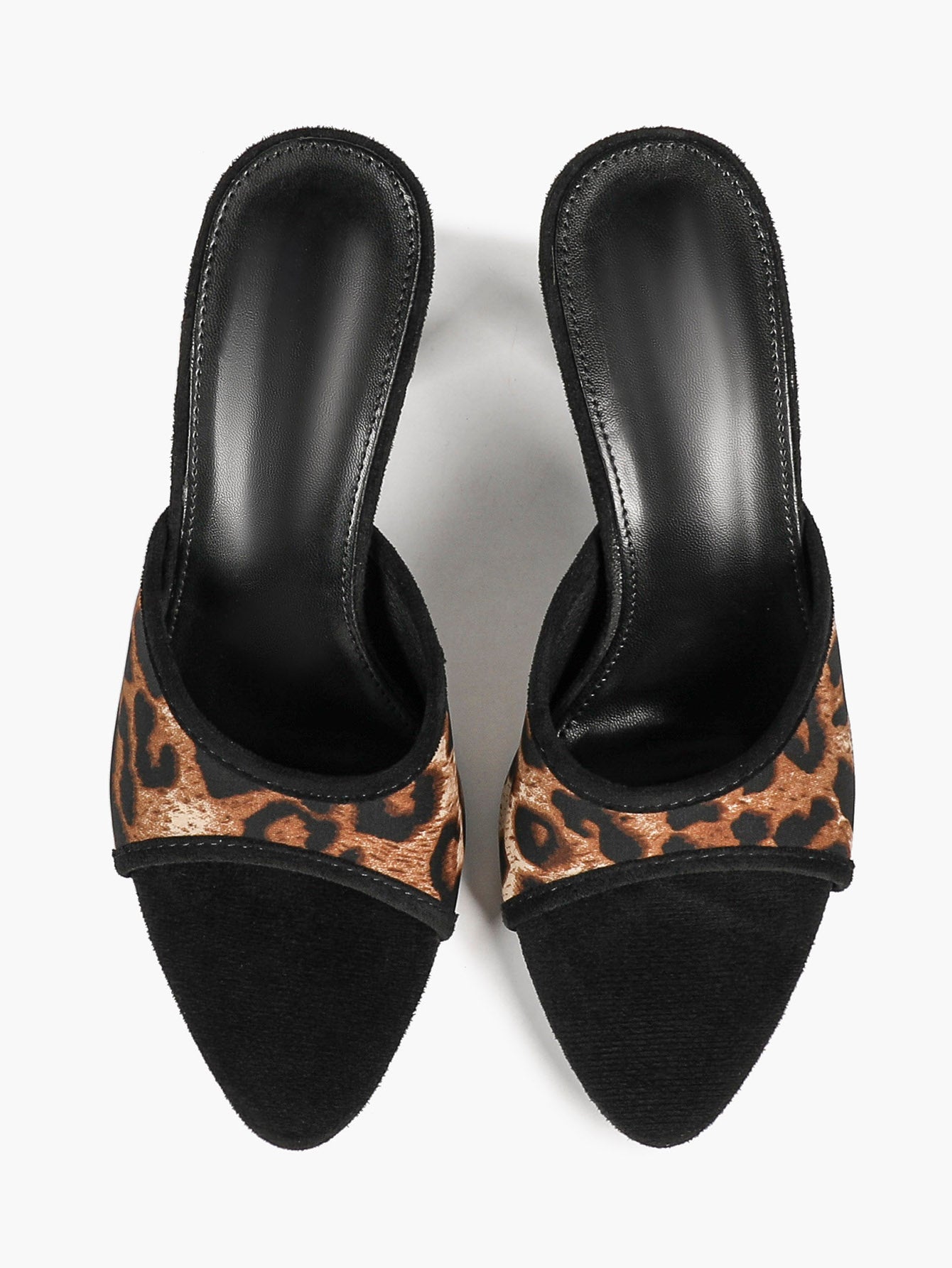 The Effortless Muse: Black Suede & Leopard Mules with a Sculpted 3.74" Heel