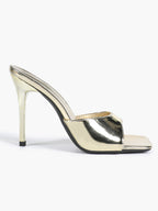 Leather Square Toe High Heel Mules Slip-On Stiletto Sandals Wedding Casual Shoes