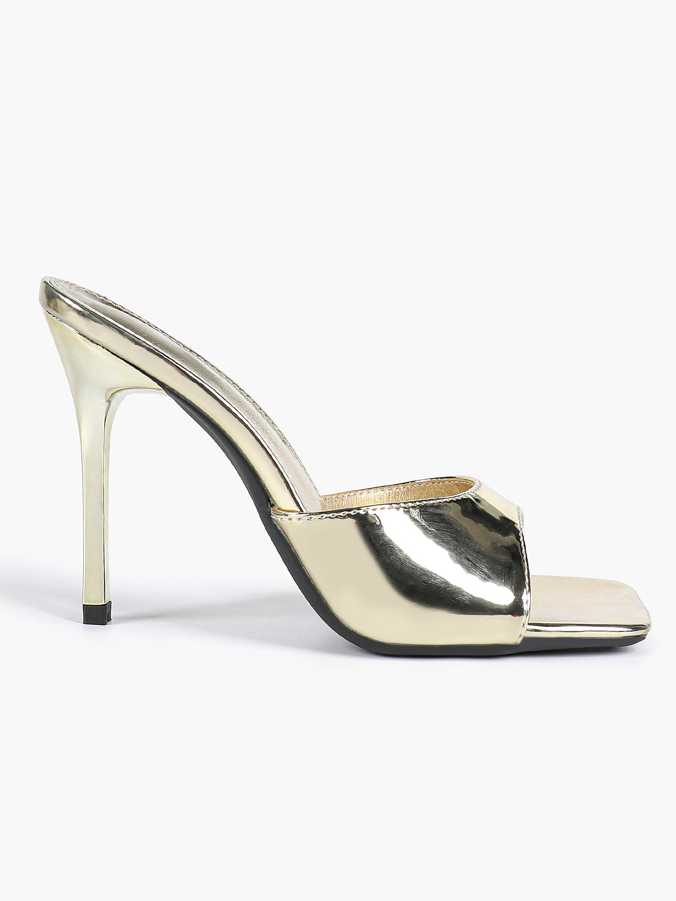 Leather Square Toe High Heel Mules Slip-On Stiletto Sandals Wedding Casual Shoes