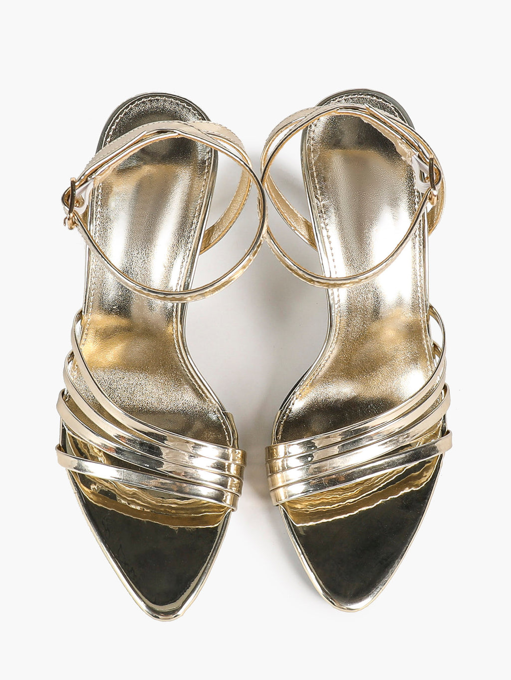 Barely-There Gold: Lightweight Metallic Parallel Strap Heels with a 3.74" Lift