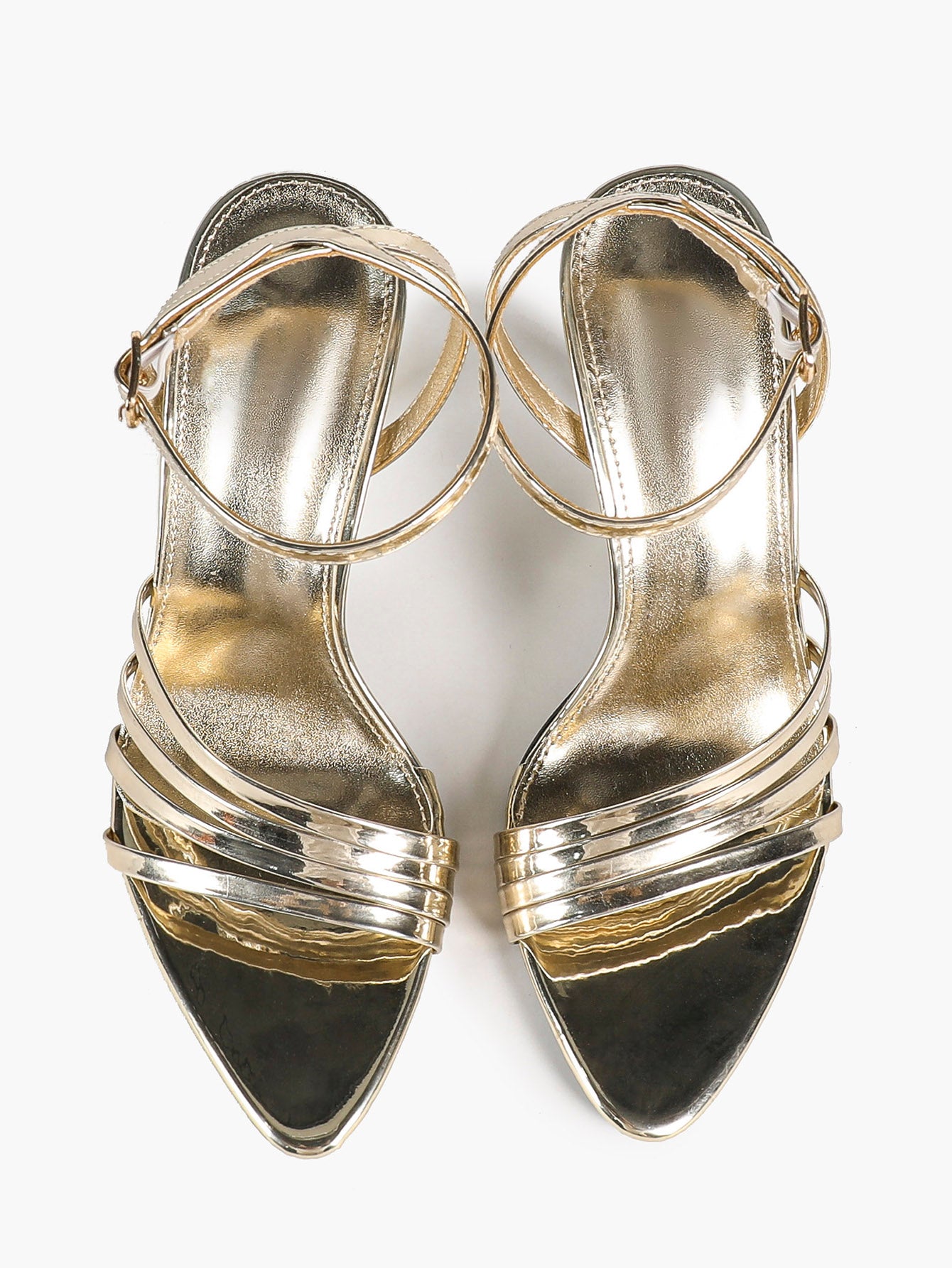 Barely-There Gold: Lightweight Metallic Parallel Strap Heels with a 3.74" Lift