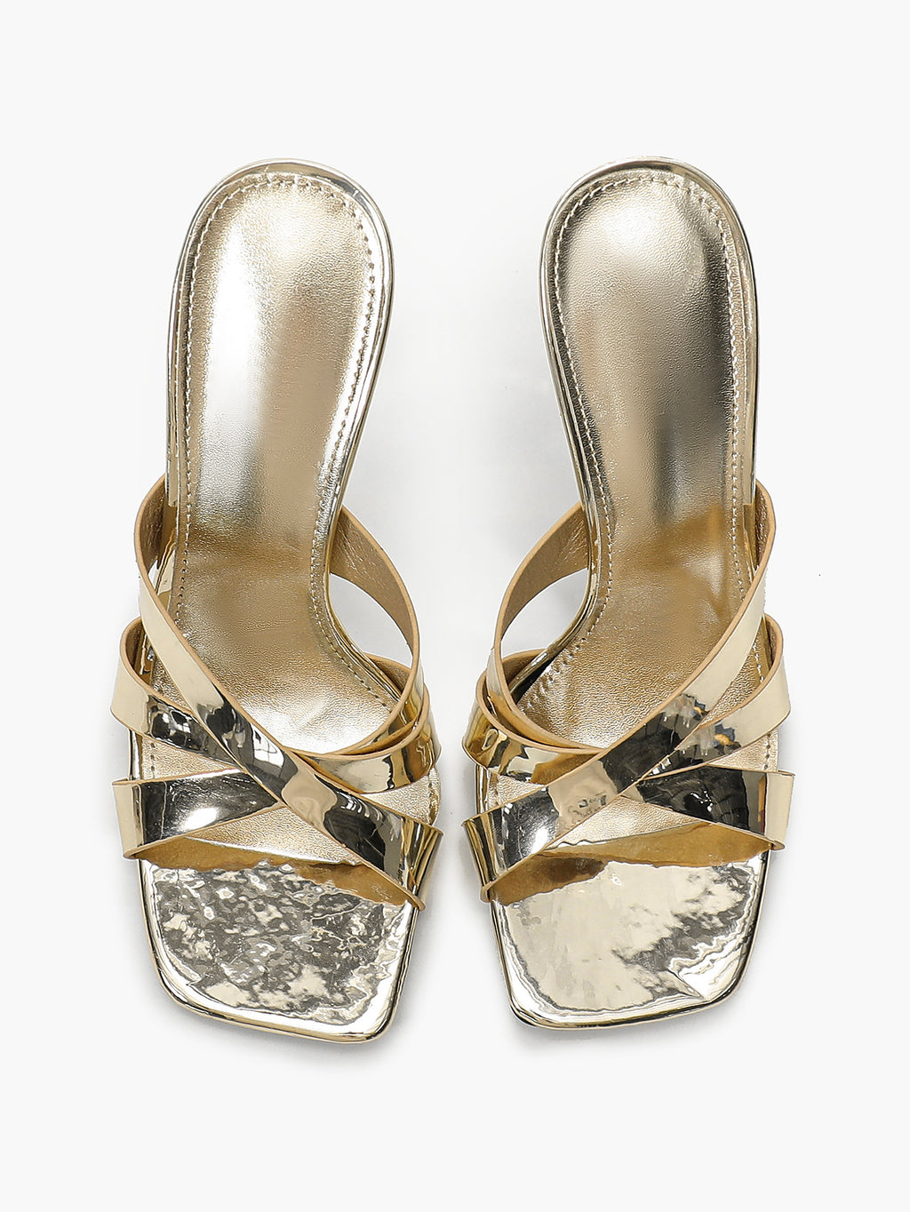 Patent Leather Crisscross Strap High Heel Mules Square Toe Slip-On Daily Wear