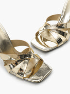 Patent Leather Crisscross Strap High Heel Mules Square Toe Slip-On Daily Wear