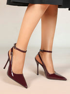 Pointed Toe Ankle Strap Pumps Adjustable Buckle Stiletto Heels Elegant Shoes Office Party
