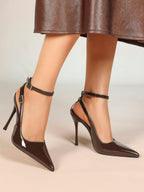 Pointed Toe Ankle Strap Pumps Adjustable Buckle Stiletto Heels Elegant Shoes Office Party