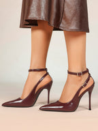 Pointed Toe Ankle Strap Pumps Adjustable Buckle Stiletto Heels Elegant Shoes Office Party