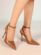Pointed Toe Ankle Strap Pumps Adjustable Buckle Stiletto Heels Elegant Shoes Office Party