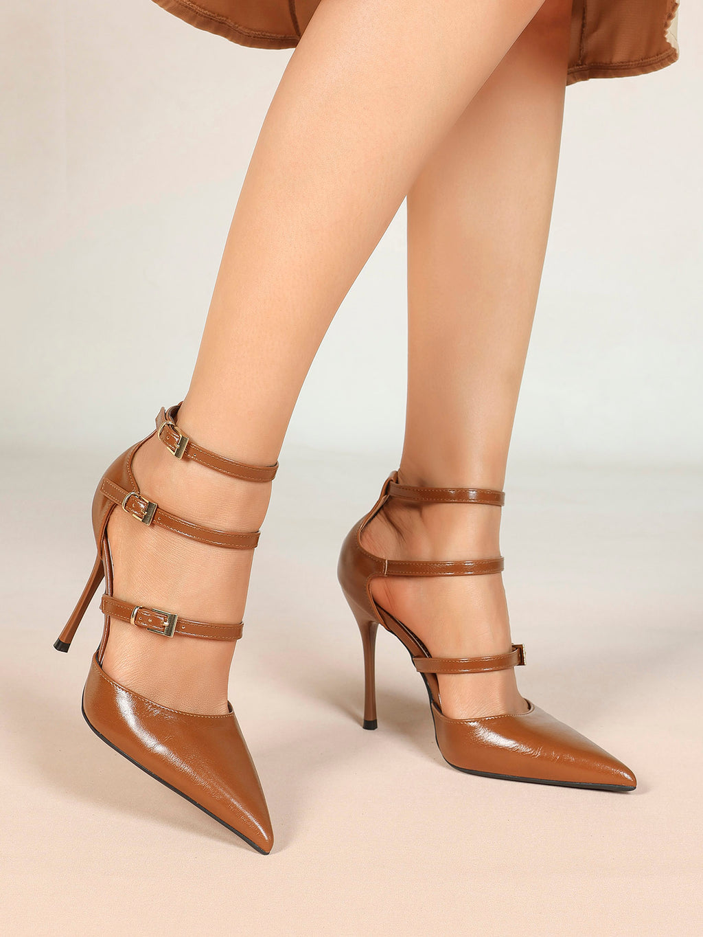 Pointed Toe Stiletto Heels Women Multi-Strap Adjustable Buckle Pumps Sexy Heels Club Party
