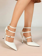 Pointed Toe Stiletto Heels Women Multi-Strap Adjustable Buckle Pumps Sexy Heels Club Party