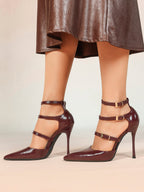 Pointed Toe Stiletto Heels Women Multi-Strap Adjustable Buckle Pumps Sexy Heels Club Party