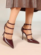 Pointed Toe Stiletto Heels Women Multi-Strap Adjustable Buckle Pumps Sexy Heels Club Party