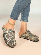 Bohemian Print Fabric Clogs Adjustable Buckle Casual Slip-On Birkenstock-Style Shoes