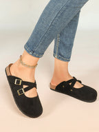 Crisscross Double Buckle Mary Jane Clogs Adjustable Slip-On Mules Flat Shoes Casual Daily Travel