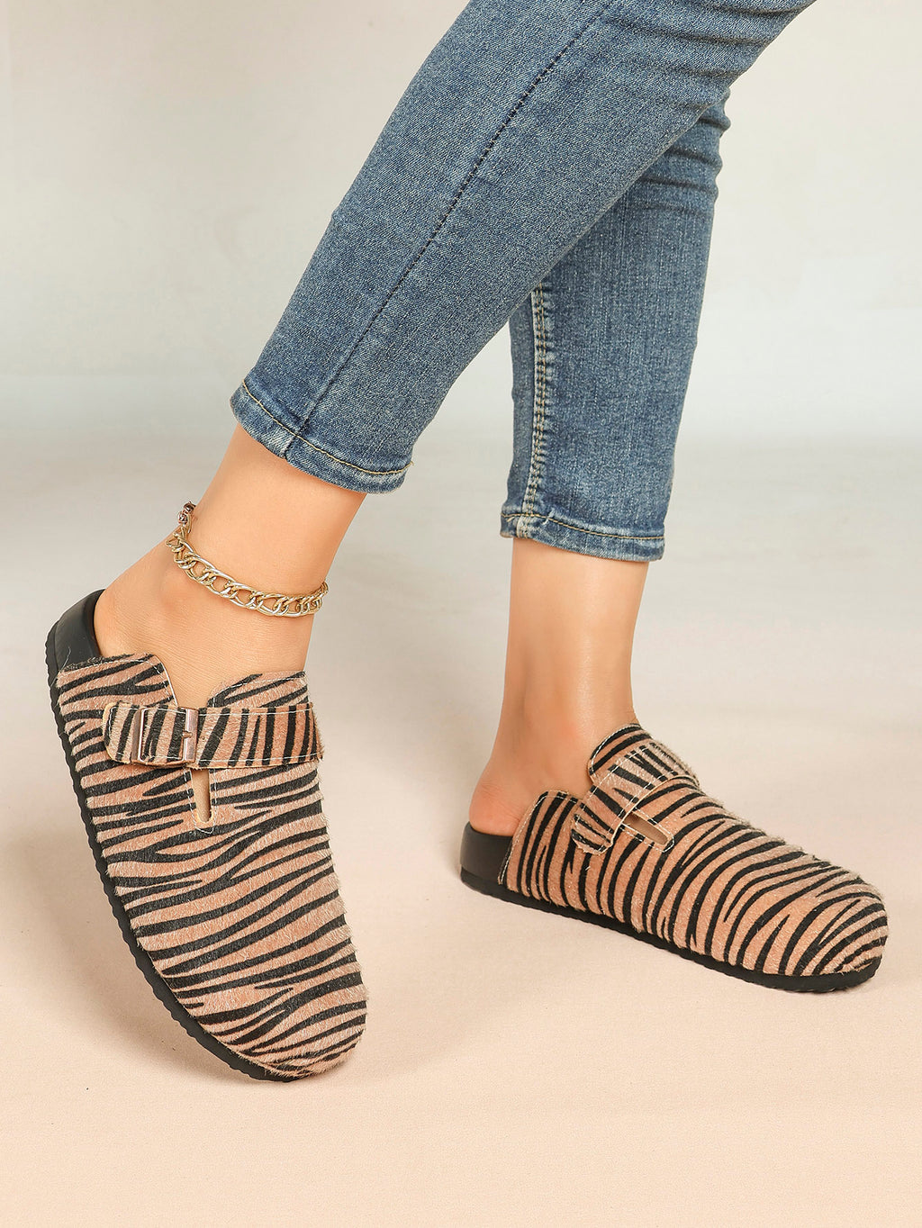 Bohemian Print Fabric Clogs Adjustable Buckle Casual Slip-On Birkenstock-Style Shoes