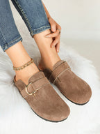 Casual Taupe Suede Clogs Slip-On Birkenstock-Style Mules for Weekend Trips