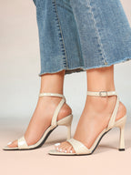Patent Leather Ankle Strap Heeled Sandals Open Toe Stiletto Engagement Wedding Party