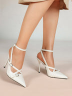 Black Patent Leather Pointed Toe Stiletto Heels Multi Strap Ankle Buckle Party Clubwear
