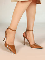Classic Pointed Toe Ankle Strap Stilettos - Formal Event Heels