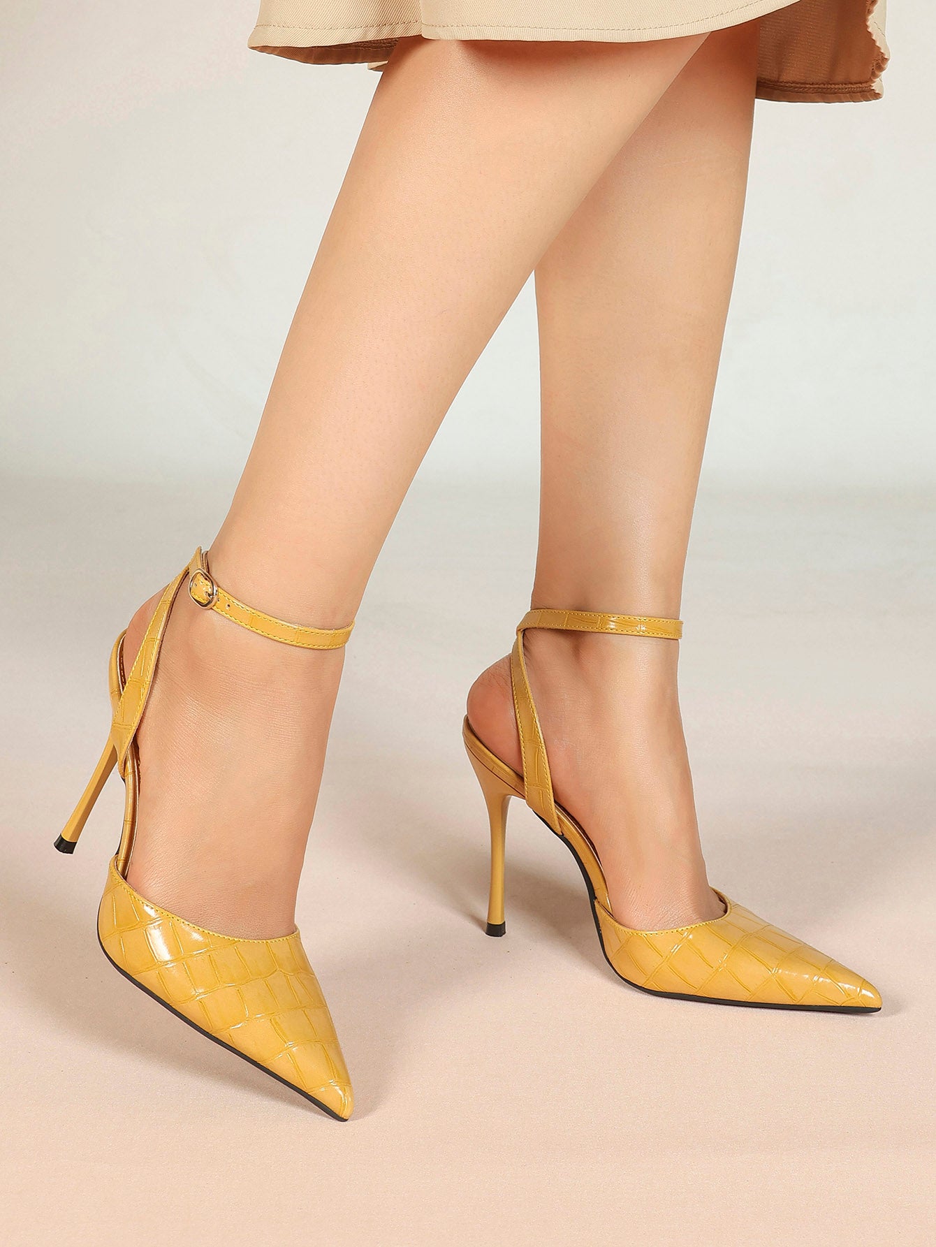 Classic Pointed Toe Ankle Strap Stilettos - Formal Event Heels