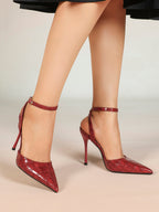 Classic Pointed Toe Ankle Strap Stilettos - Formal Event Heels