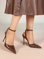 Classic Pointed Toe Ankle Strap Stilettos - Formal Event Heels
