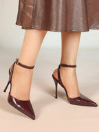 Classic Pointed Toe Ankle Strap Stilettos - Formal Event Heels
