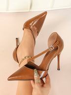 Women's Pointed Toe Patent D'Orsay Pumps Heels Party Casual Shoes