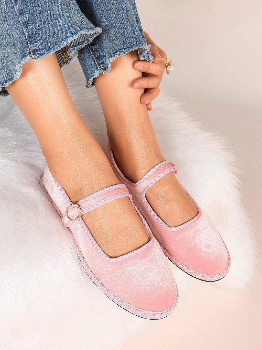 Women's Woven Mary Jane Flats Brown Trim Slip On Shoes Vacation Dailywear Shoes ISHIFIVAN