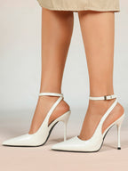 Women's Elegant Patent Leather Pointed Toe Pumps Ankle Strap Stiletto Heels Nightclub Daily Dating
