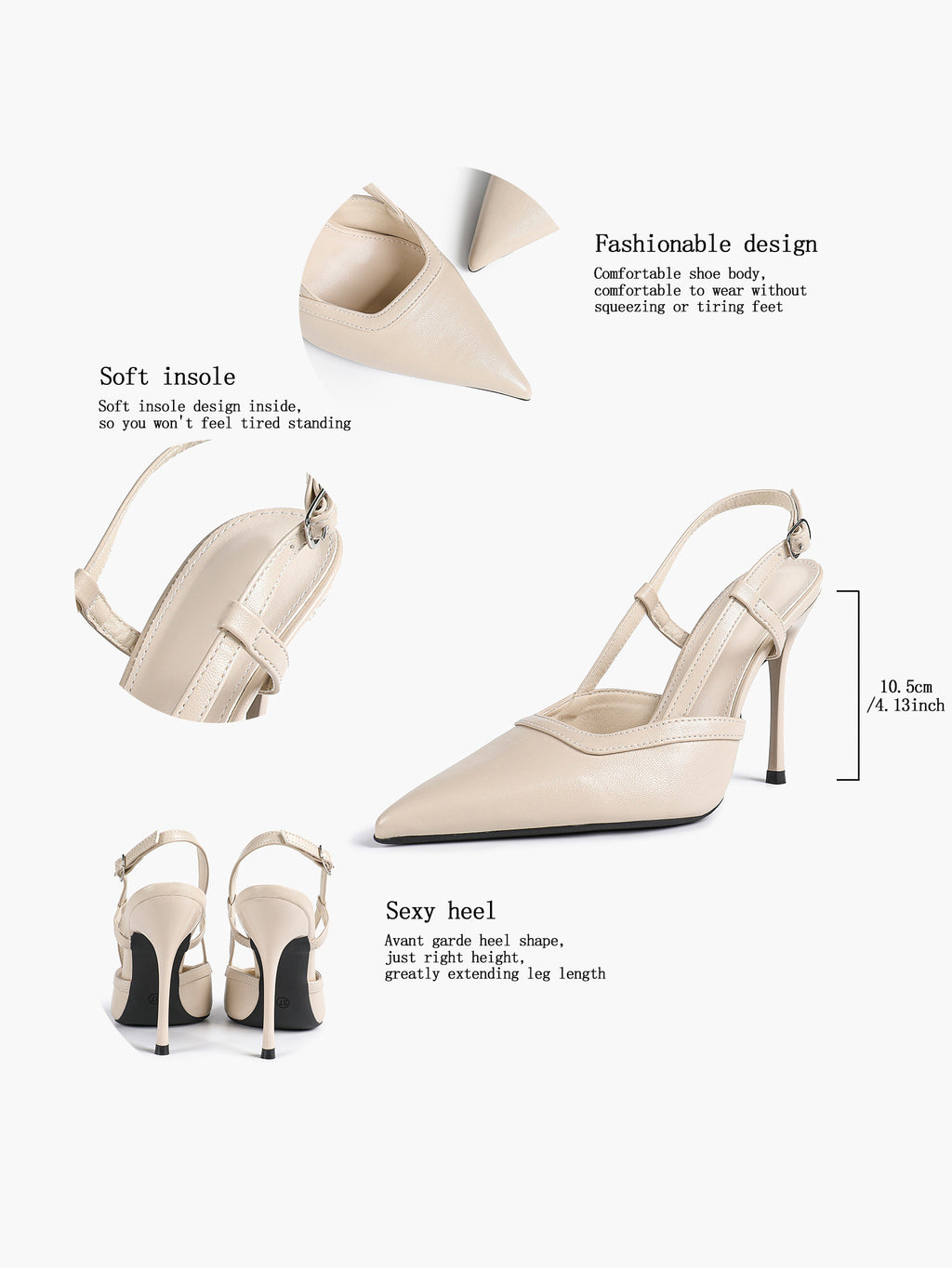 Pointed Toe Slingback Stiletto Heels | Elegant Dress Pumps