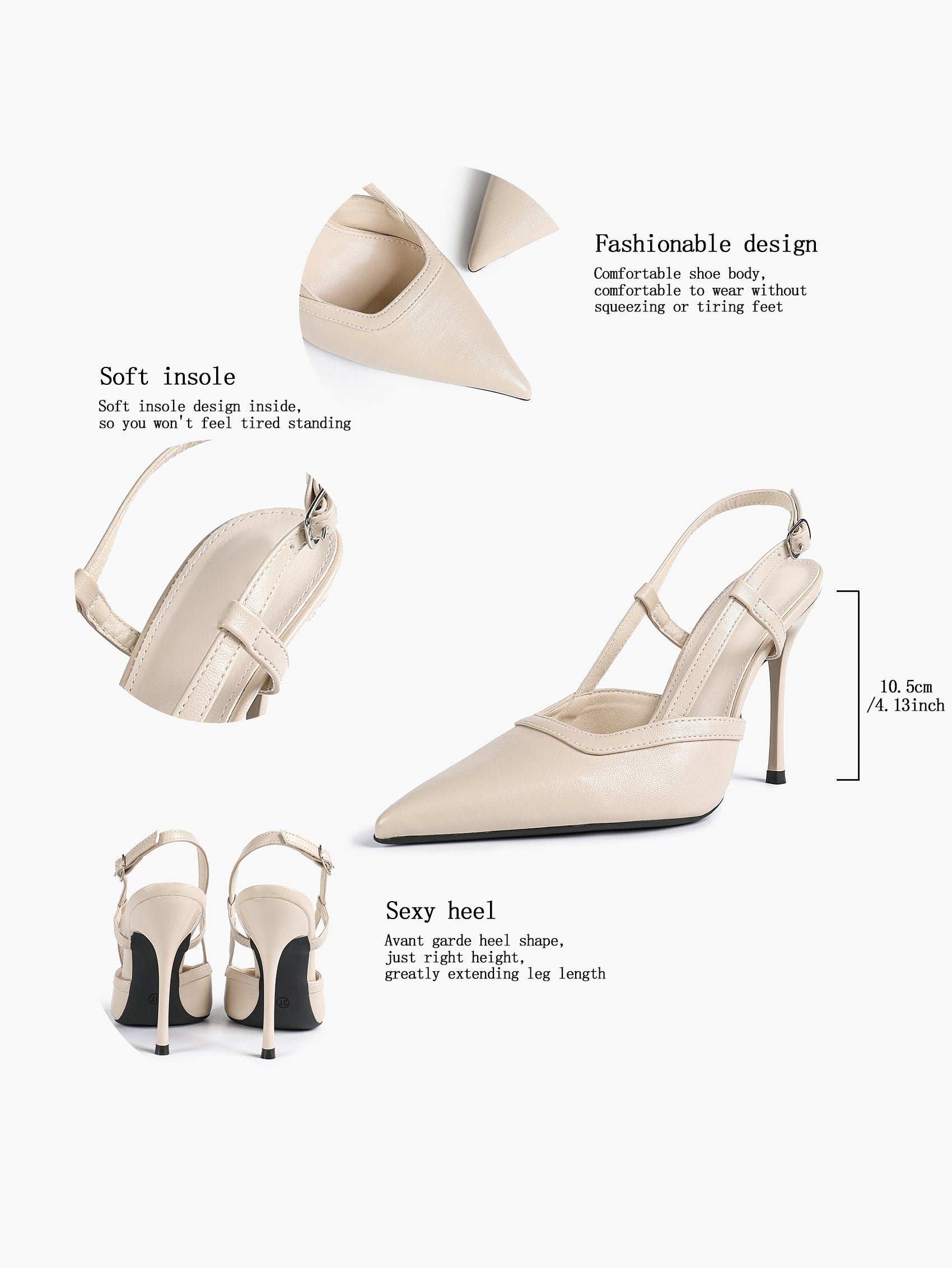 Pointed Toe Slingback Stiletto Heels | Elegant Dress Pumps