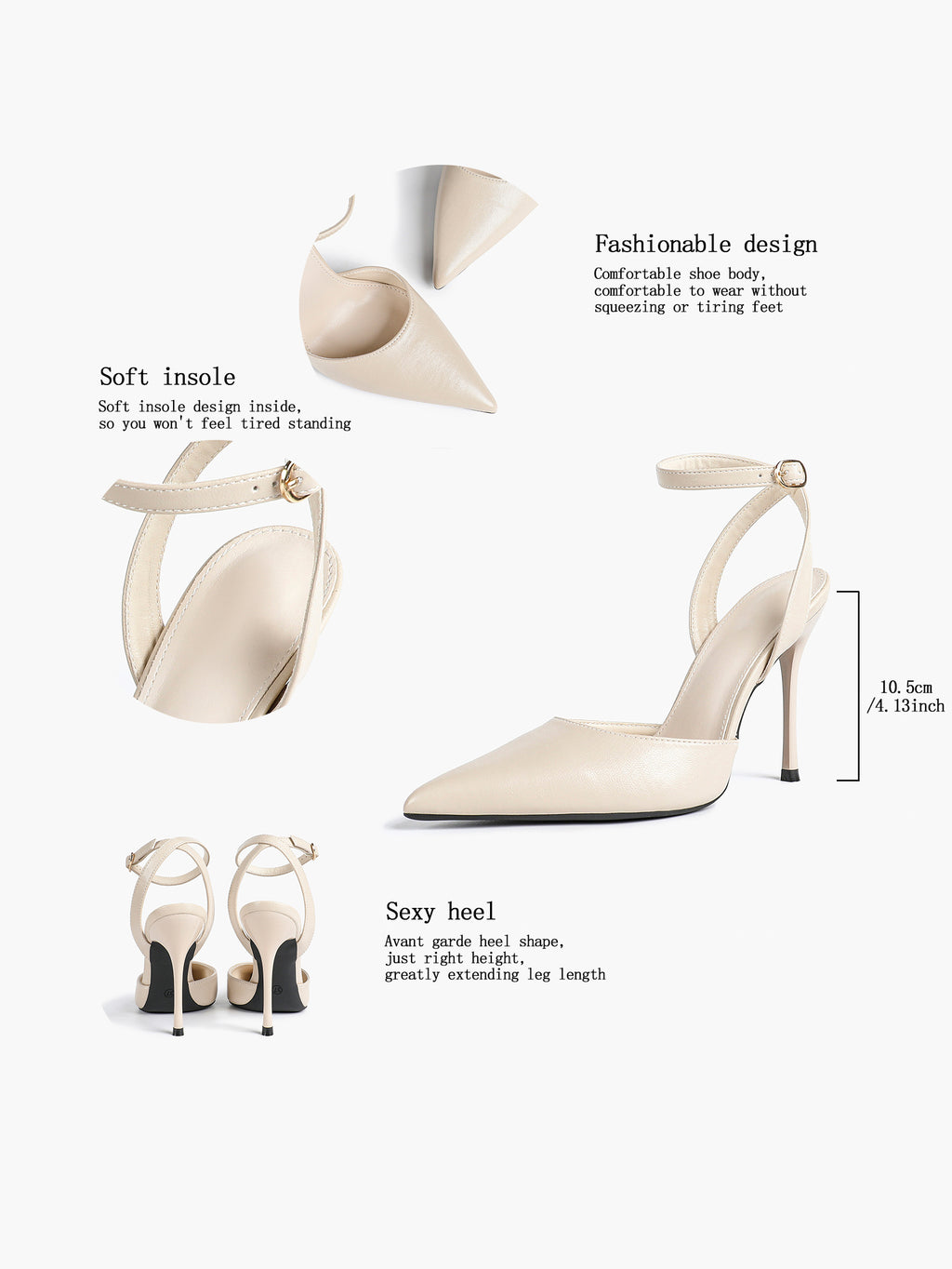 Classic Pointed Toe Ankle Strap Stilettos - Formal Event Heels