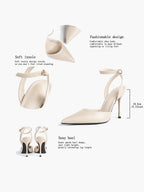 Classic Pointed Toe Ankle Strap Stilettos - Formal Event Heels