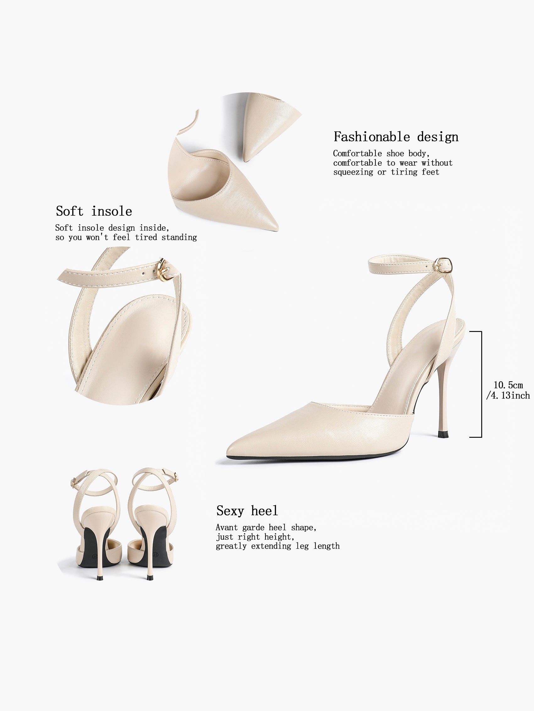 Classic Pointed Toe Ankle Strap Stilettos - Formal Event Heels