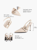 Leather Multi Buckle Slingback Pointed Toe Stiletto Heels-Elegant Dress Shoes