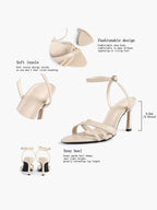 Women's Black Patent Leather Multi-Strap Ankle Strap Heeled Sandals - Summer Party Heels