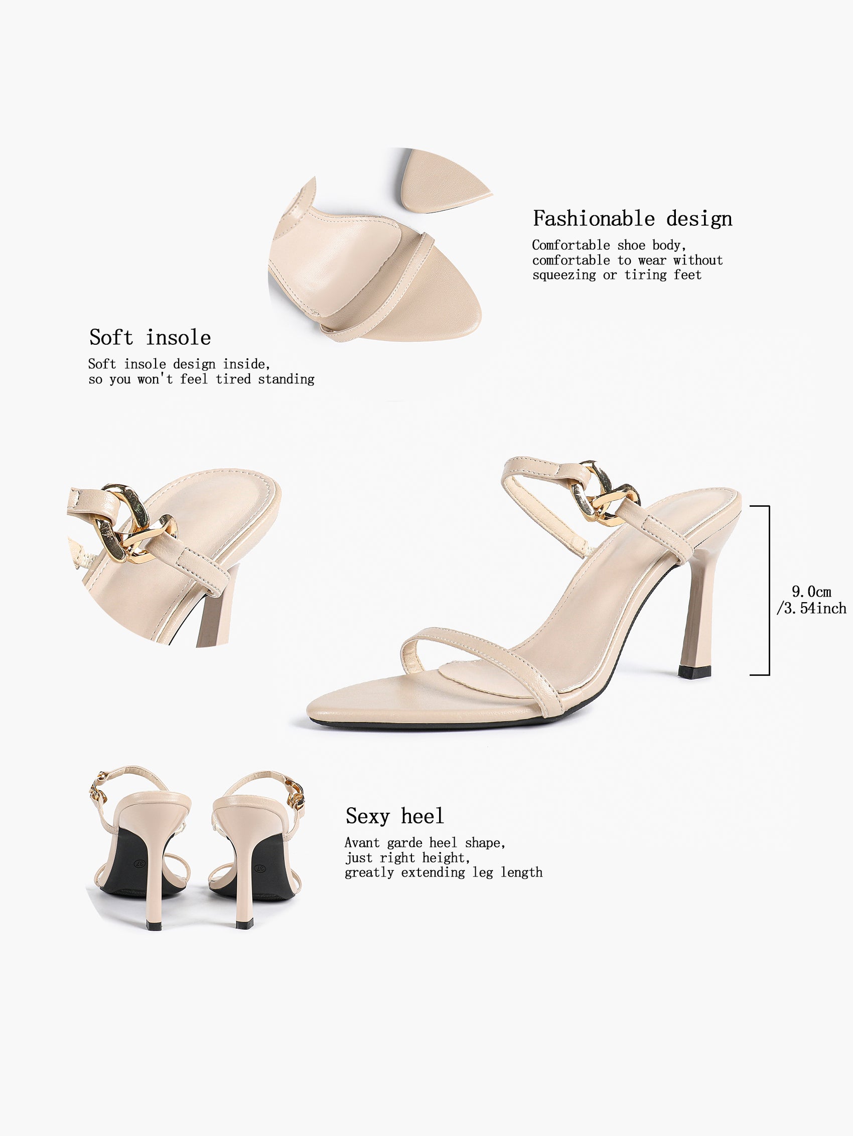 Chain Detail Open Toe High Heel Mules - Daily Party Sandals