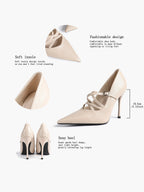 Cross Buckle Slingback Heels - Classic Pointed Toe Pumps