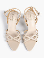 Crisscross Strappy Ankle Strap Metallic Silver Stiletto Sandals Party Date Night