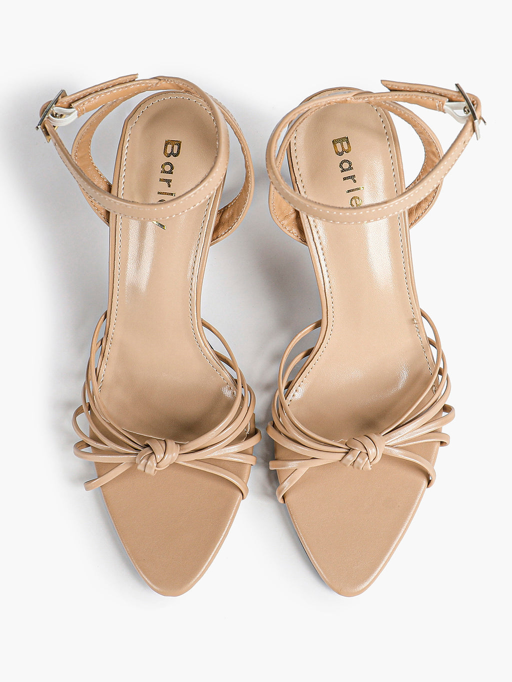 Gold Metallic Knotted Multi-Strap Open Toe Ankle Strap High Heel Sandals