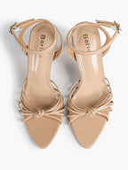 Gold Metallic Knotted Multi-Strap Open Toe Ankle Strap High Heel Sandals