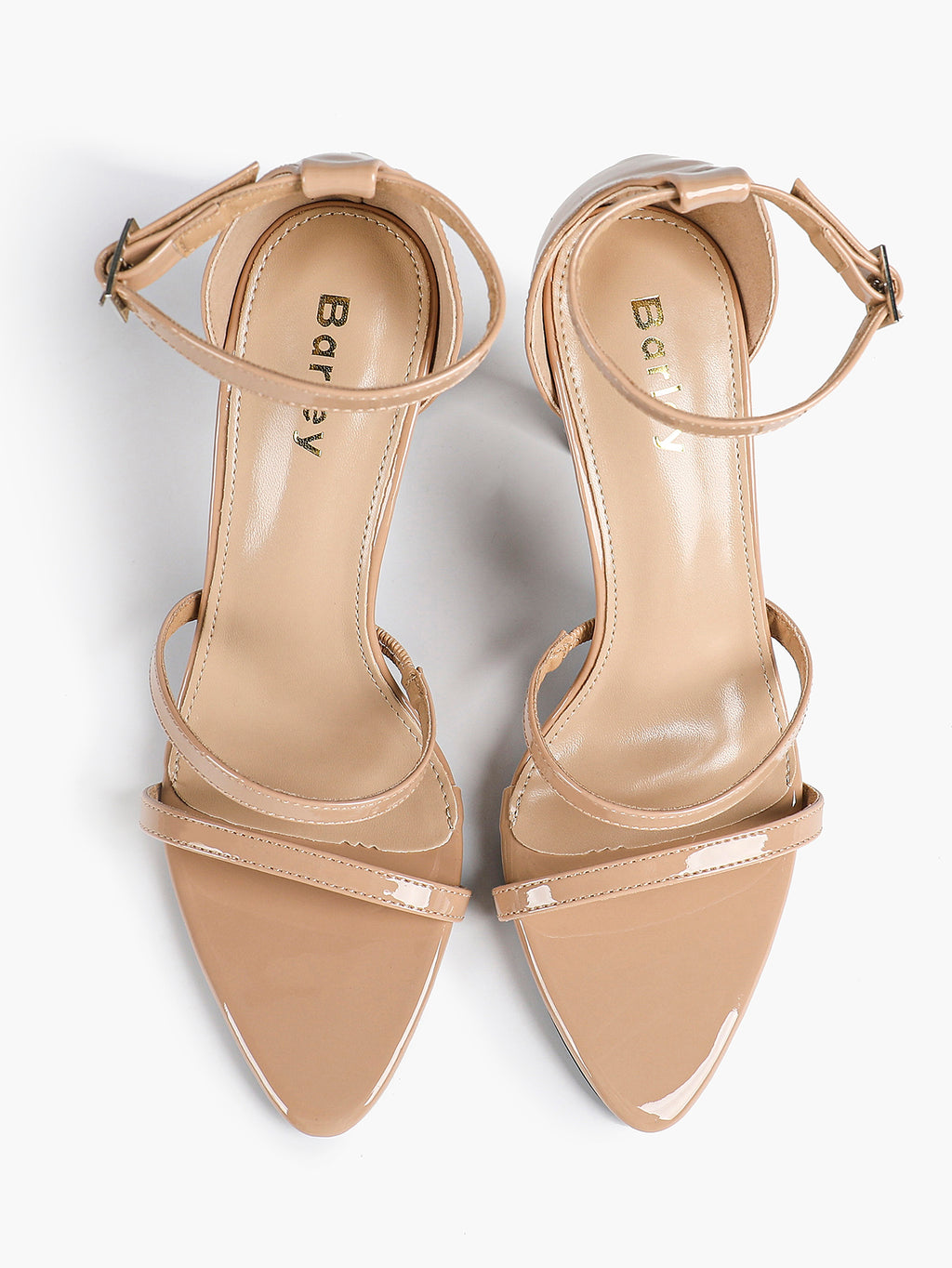 Black Leather Double Strap Heeled Sandals Open Toe - Casual Office Stiletto Pumps