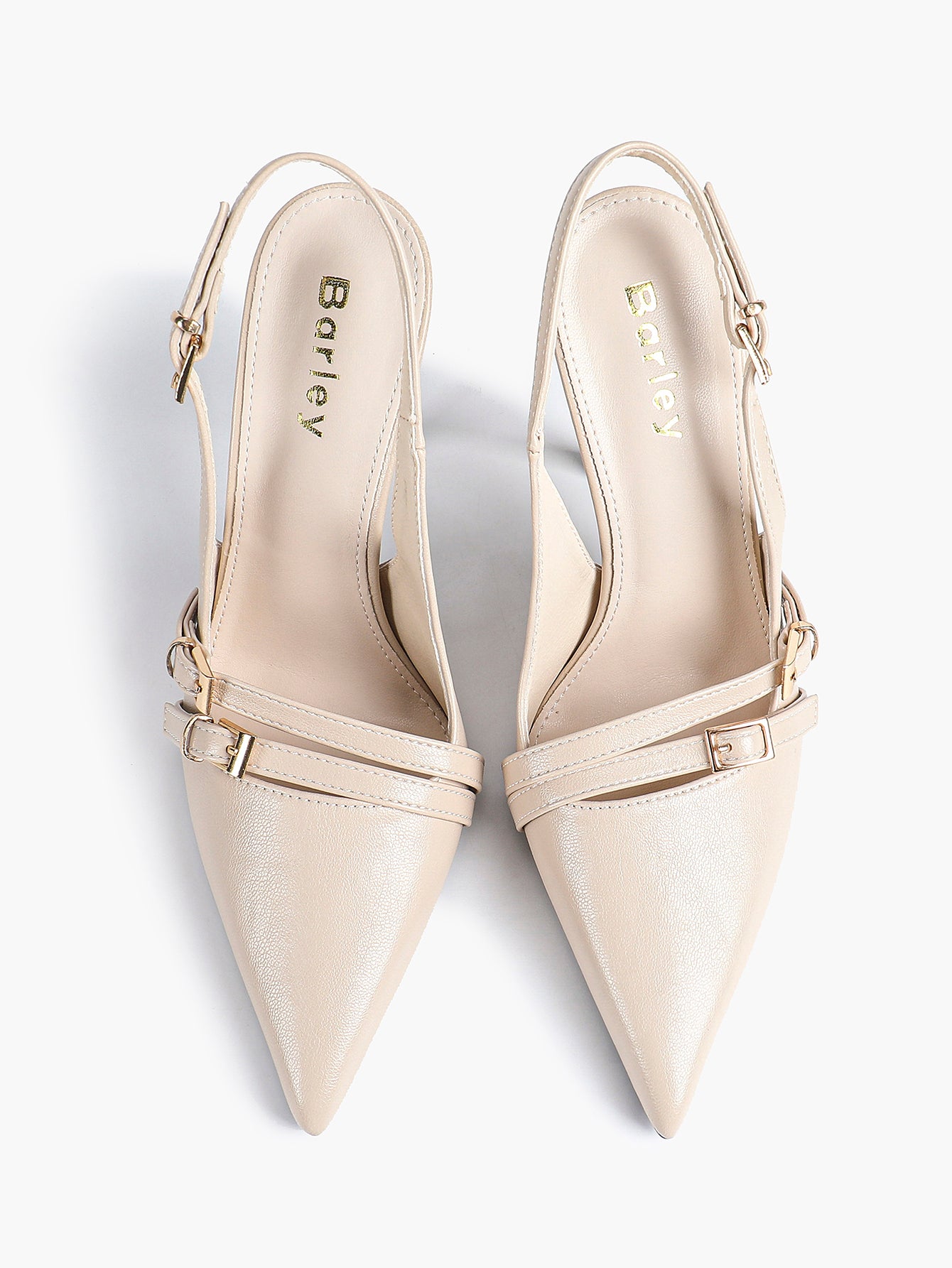 Leather Multi Buckle Slingback Pointed Toe Stiletto Heels-Elegant Dress Shoes