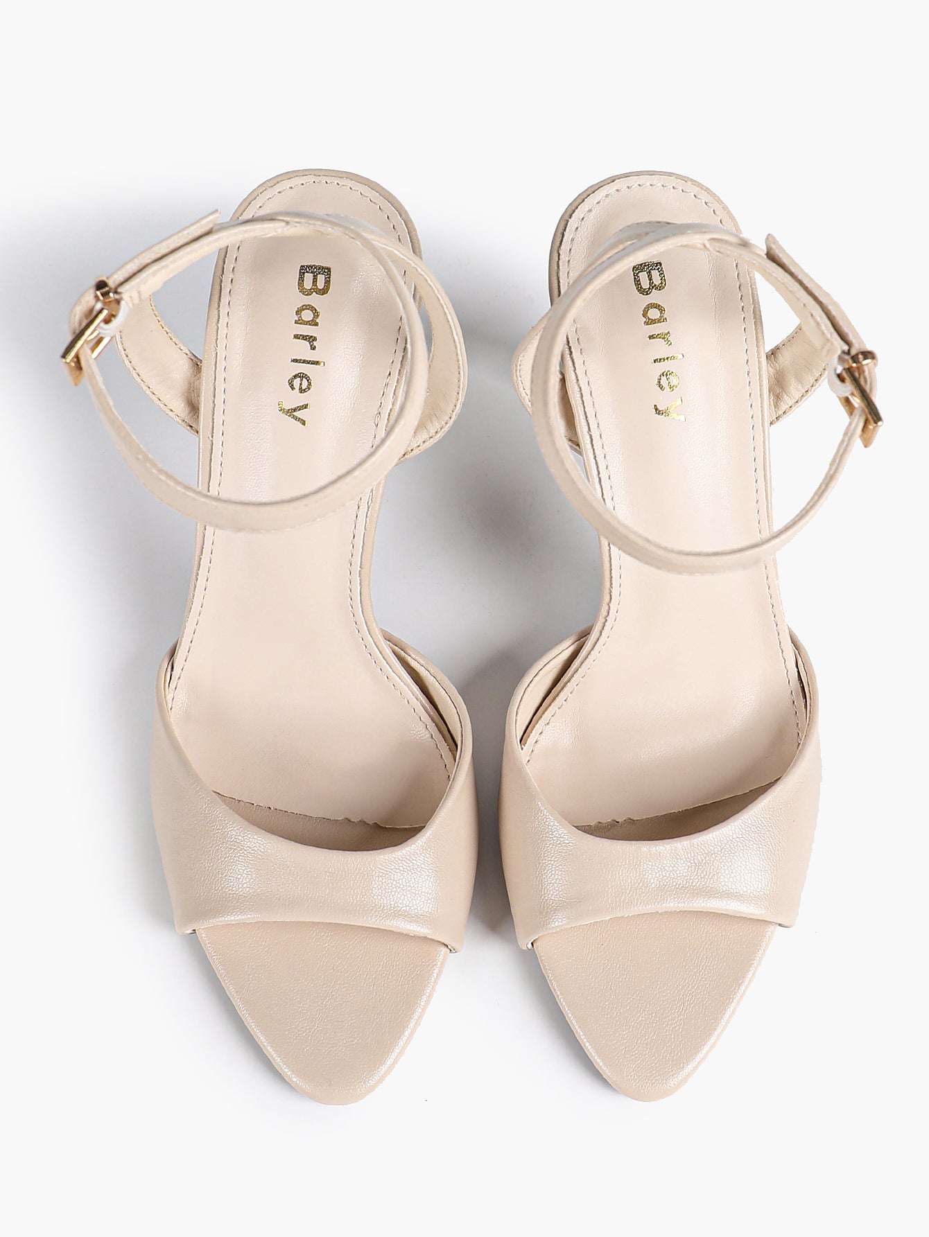 White Ankle Strap Open Toe Block Heeled Sandals - Wedding Party Office