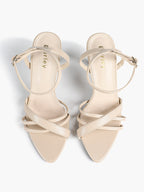 Women's Black Patent Leather Multi-Strap Ankle Strap Heeled Sandals - Summer Party Heels