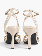 Crisscross Strappy Ankle Strap Metallic Silver Stiletto Sandals Party Date Night