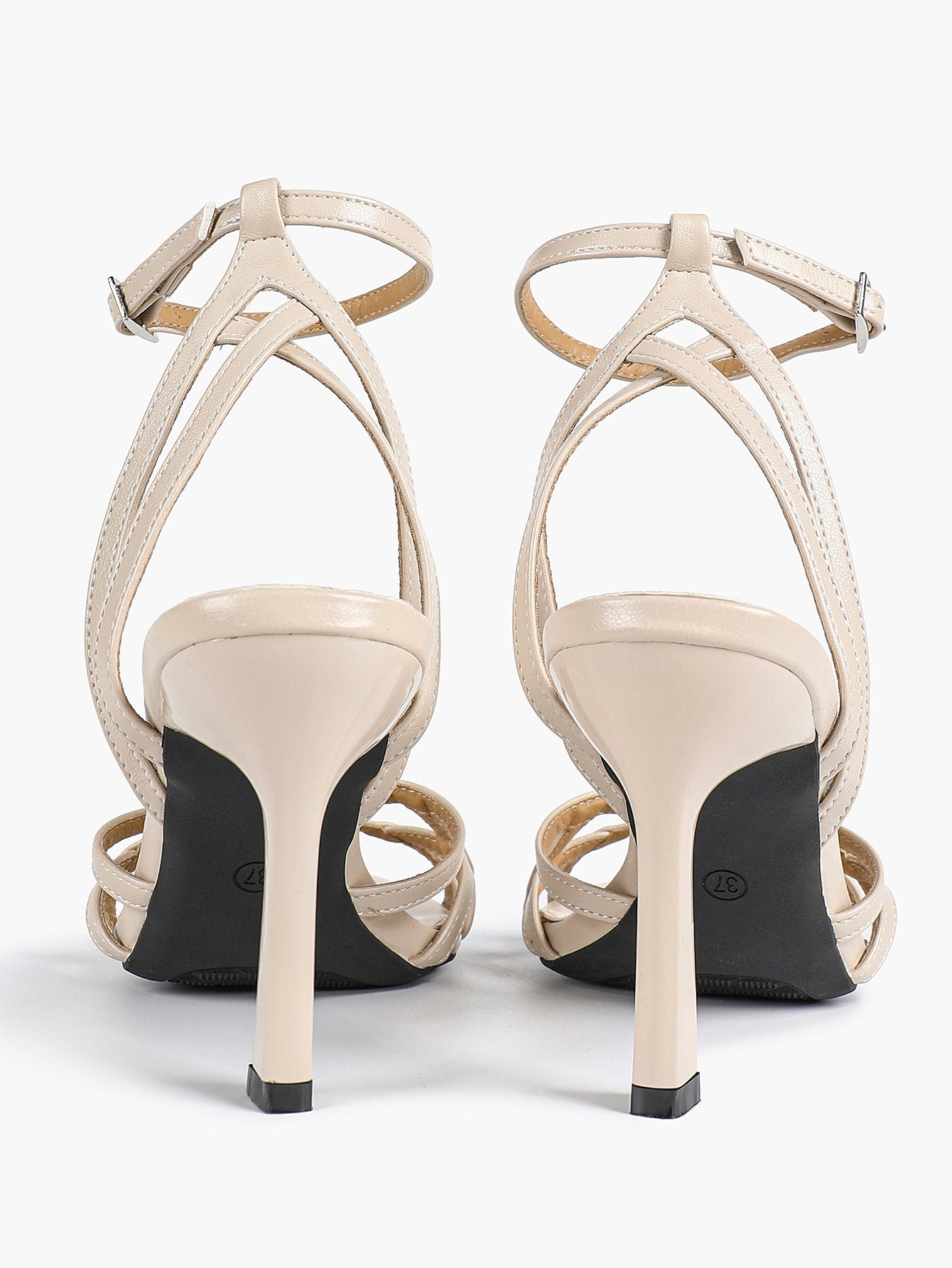 Crisscross Strappy Ankle Strap Metallic Silver Stiletto Sandals Party Date Night