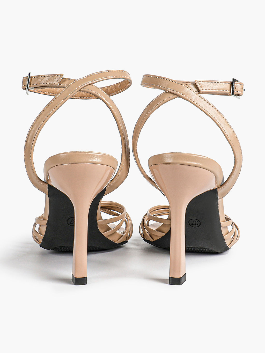 Gold Metallic Knotted Multi-Strap Open Toe Ankle Strap High Heel Sandals