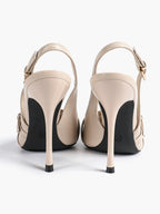 Leather Multi Buckle Slingback Pointed Toe Stiletto Heels-Elegant Dress Shoes